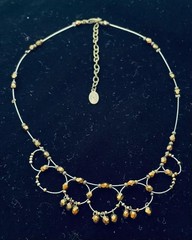 Robert Rose Choker Necklace Wired Bronze Metallic Beads Dainty Chic Minimalist
