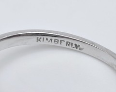 Vintage Kimberly 10K White Gold Ring Triangle Pink Ruby Diamond Modernist Size 8