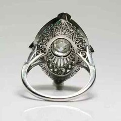 3.2Ct Art Deco Style Round Lab Created Diamond Engagement 14K White Gold FN Ring