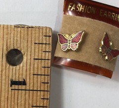 Enamel Earrings Stud Butterfly Vintage – NWT