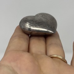 Vintage Sterling Silver Puffy Heart Pendant Etched Floral 13.4g Large