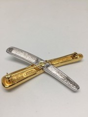 Monet Gold silver Tone Vtg Brooch Pin X Design Art Geometric Style 80’s Era Y2K