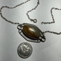 Choker Picture Jasper Sterling Silver 15.5” Antique 24mm X 14mm Stone