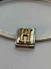 Vintage H Monogram Initial Tie Bar Silver and Gold Tone