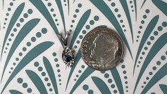 14K Solid White Gold Natural Blue Sapphire Reflect Pendant Necklace