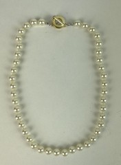 Vintage 90s Carol Lee Single Strand Knotted Faux White Pearl Necklace 15″, K104
