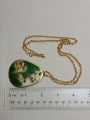 Vintage Cloisonné Enamel Floral Pendant Necklace 24″