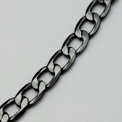 Vintage Gunmetal Tone Curb Chain Necklace 20″ Fold Over Clasp Unisex Retro Style