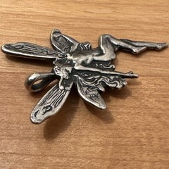 Beautiful Art Nouveau Sterling Silver Fairy Nymph Vintage Pendant