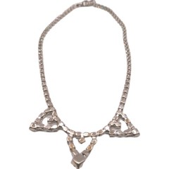 Vintage Clear Rhinestone Necklace Silver Tone Crystal 15 in