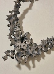 Guy Vidal large Modernist Brutalist ‘hidden bird’ silver plated pewter Necklace