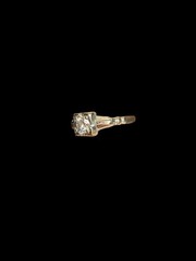 Signed Art Deco 18K White Gold .25ct Round Diamond Engagement Ring Size: 6