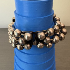 Ikuo Ichimori Paris Bracelet Antique Silver Tone Metal Lg Rhinestone 6″ VTG