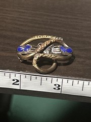 Victorian Stunning Gold Fill Embossed Coiled Vine Enameled Blue Brooch C Clasp