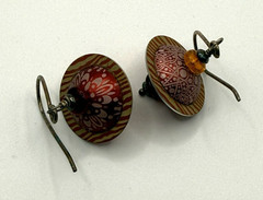 Handcrafted Earrings with Spinning Top Shaped with Enamel Bead Details