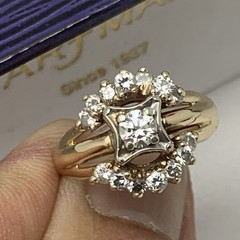 Vintage 14k Solid Yellow Gold .90ct Natural European Cut Diamond Ring