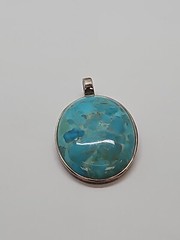 BARSE 925 STERLING SILVER Large Open Back Stabilized TURQUOISE PENDANT,16.7 grms