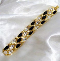 Vtg Runway Rare NAPIER “Black Tie” Swarovski Marquise Crystal Bracelet Book Pc