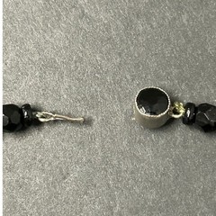 Vintage Czech Republic Faceted Glass Beaded Mourning Necklace 15″ Graduated