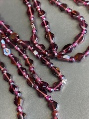 Genuine Almandine Garnet Unusual Geometric Rhombus Bead Necklace Clasp-Free 36″