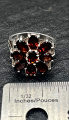 Vintage 925 Sterling Silver Red Garnet Flower Ring Size 7
