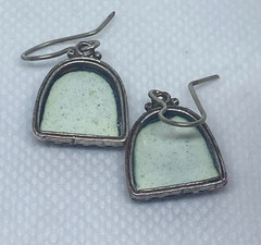 Vintage Earrings Rostov Finift Russian Enamel Painted Floral Dangle Silver Tone
