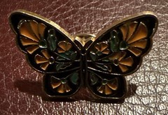 Lot Of 6 Vintage Metal With Enamel Butterfly Brooches In Various Colors