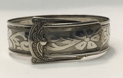 Art Nouveau Sterling Silver Floral Buckle Bracelet Monogram MAM Hallmarked