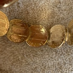 Vintage American Pennies Penny Cuff Bracelet 1970s, 2.25″ Diameter