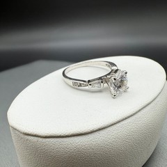 Vintage Silver Tone CZ Engagement Band Wedding Set Ornate Cocktail Ring Size 8.5