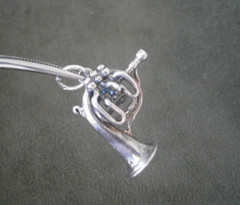French Horn Vintage Sterling Silver Bracelet Charm Pendant 3.0g