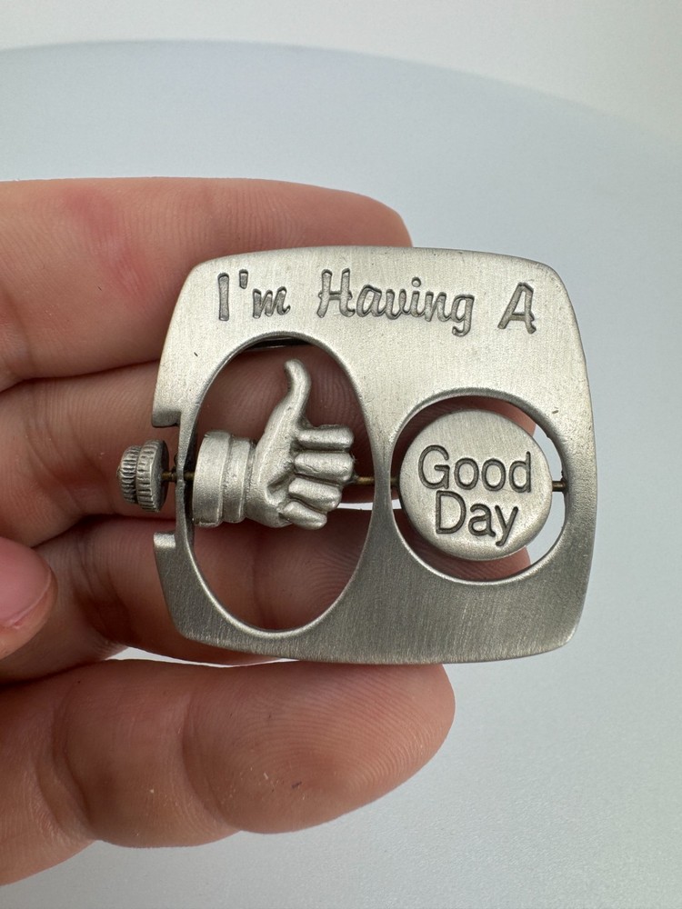 I’m Having A Good/Bad Day Pin Vintage Signed JJ PewterBrooch