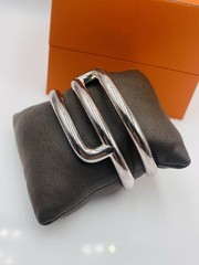 Hermes Paris Vintage French Sterling Silver Sleek Modern Cuff Bracelet