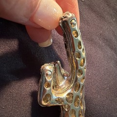 Gold Tone Leopard Gemstone Pendant Old Pawn Green Gem E