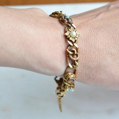 Vintage Signed Goldette N.Y. Victorian Revival Slide Bracelet