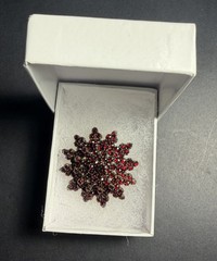 Antique Vintage Bohemian Garnet Star Snowflake Flower Brooch Tiered Pin 11.1g
