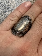 Israel .925 Sterling Silver Hammered Open Filigree 7 Grams Ring Size 8.5