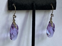 Vintage Earrings Made In 1970s Russia. 875 Silver & Amethyst Color Chrystals