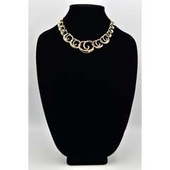 Vintage Collar Necklace Gold Tone Lightweight Metal Chain Shiny NOS 1980s BinA14