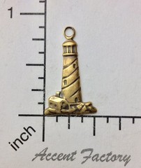 46383 – 4 Pc Small Lighthouse Charm Jewelry Finding Stamping Brass Ox