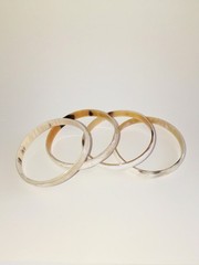 4 VTG BUFFALO HORN Boho Skinny Bangle Bracelets Natural Tan Cream Color