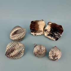 Vintage Clip On Earrings Lot Silver Tone Textured Modernist 1 Signed Monet