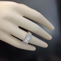 Sterling Silver Signet Ring Mother Of Pearl Modernist Minimalist Clean Design