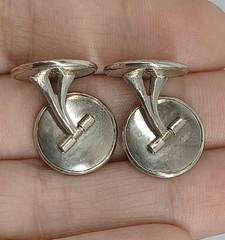 Vtg ’20s Belais 14K White Gold Front Cufflinks Art Deco SNOWFLAKE Look Two-Sided
