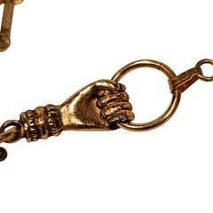 Designer John Wind Maximal Art Hand Door Knocker Geode Gold Tone Necklace