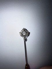 Antique Edwardian 10K Solid White Gold Colorless Topaz Stickpin