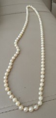 Vtg Cultured Natural Ivory Pearl Individualy Knotted Opera Lenth Pearl Necklace