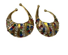 Vtg Idemaria IIQuartorecchino Signed Swarovski Crystal Glamour Ear Cuff Earrings