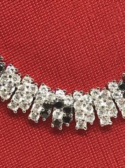 Vintage 925 Sterling Silver Onyx Clear Cubic Zirconia Elegant Statement Necklace