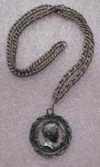 Large Vintage 2.125 Inch Aged Metal Roman Head Medallion Pendant Necklace – NICE
